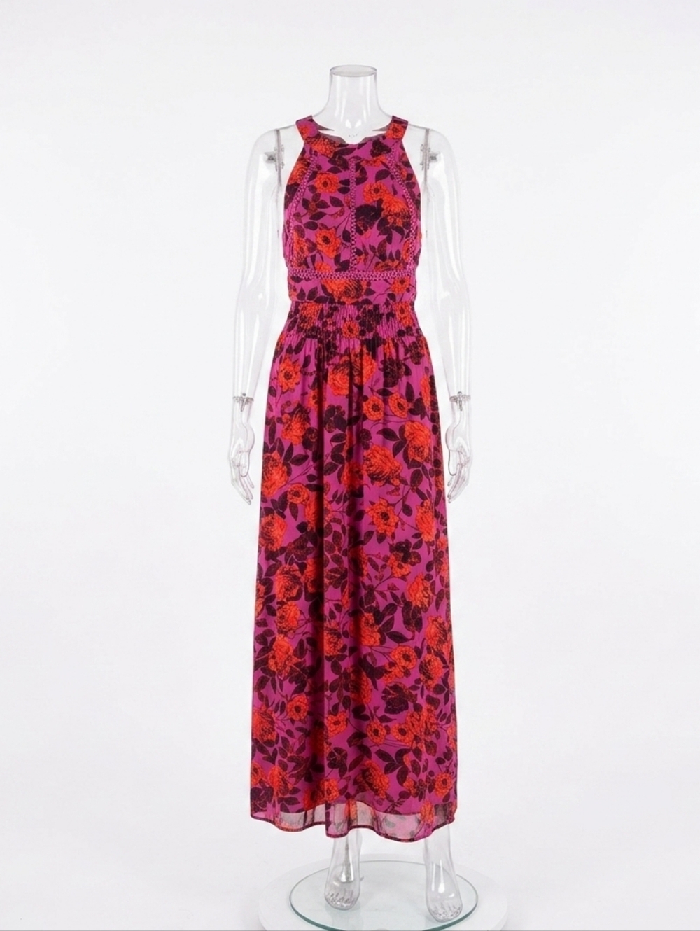 NWT Abel The Label Anthropologie Floral Halter Maxi Dress Size S